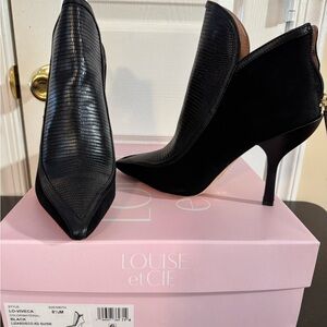 Louise et Cie Black Textured Heeled Boots